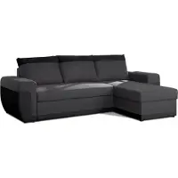 Best Mobilier Milan - Canapé d'angle réversible - 4 places - Convertible avec coffre - En simili et tissu , Noir / Gris