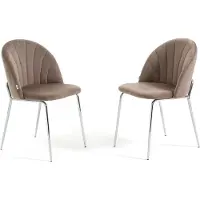 Idea New Garden Srl Lot de 2 chaises de salle à manger en velours avec pieds en métal, rembourrées, design élégant pour cuisine, salle à manger, chambre, bureau ou restaurant SONIA - Taupe/Argent