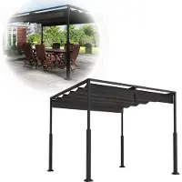XINZI Pergola indépendante 3×3 m avec toit coulissant, acier thermolaqué, résistante aux UV et à l'eau, pavillon de jardin résistant aux intempéries, noir