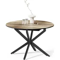 Livinity Table de salle à manger Firenze, 120x120cm extensible, noir/chêne rustique/Chêne rustique