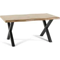 Idea New Garden Srl Table rectangulaire 160×90 cm avec plateau imitation bois et pieds métalliques en X - design moderne, robuste et élégant pour la cuisine, la salle à manger, le salon et le bureau - ALEX