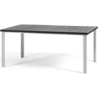 Idea New Garden Srl Table d'extérieur rectangulaire 180x90 cm, structure acier et lames effet bois, 8 places, style moderne pour jardin ou terrasse - THOMAS - Blanc/Gris