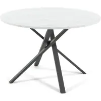 Idea New Garden Srl Table ronde Ø110 cm avec piétement métallique mélaminé et croisé - design moderne, stable et polyvalent pour la cuisine, la salle à manger et le bureau - CARLO - Marbre blanc