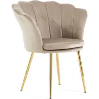 Idea New Garden Srl Chaise en velours SHELLY en forme de coquillage avec assise rembourrée et pieds métalliques dorés, design élégant et raffiné -Beige/Doré