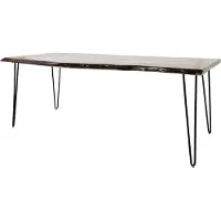 FURNLUX Table de salle à manger Avola Noyer Et Noir 99cm / Couleur principale : Marron / Dimensions : 99 x 73 x 201 cm