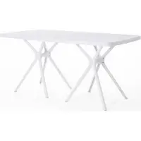 Idea New Garden Srl Table d'extérieur rectangulaire 158x84 cm en polypropylène avec fibres de verre, robuste et résistante, ouverture centrale pour parasol, design moderne - OLIVER - Blanc