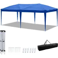 HENGDA Pavillon pliable & tentes de fête 3x6m, chapiteau de jardin pour jardin terrasse fête, étanche à l'eau ohn côtés bleu