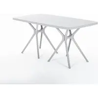 Idea New Garden Srl Table d'extérieur rectangulaire 158x84 cm en polypropylène avec fibres de verre, robuste et résistante, ouverture centrale pour parasol, design moderne - OLIVER - Gris