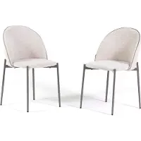 Idea New Garden Srl Set de 2 chaises rembourrées avec tissu Soft-Touch, bord contrasté et pieds en métal, design contemporain et élégant pour cuisine, salle à manger, bureau, bar et restaurant - SILVIA - Crème/Taupe