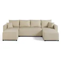 Best Mobilier Regala - canapé panoramique - 7 places - convertible avec coffre - en tissu , Beige
