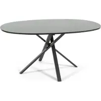 Idea New Garden Srl Table ovale 150×100 cm avec piétement métallique croisé - design moderne, harmonieux et élégant, stable et polyvalent, idéal pour la cuisine, la salle à manger ou le bureau - CARLO - Granit