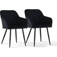 CLIPOP Chaise de salle à manger, set de 2 chaises de cuisine en velours, chaise rembourrée Fauteuil avec dossier, noir