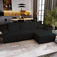 Besilio Canapé d'angle avec fonction sommeil Majorka L - Canapé 280 cm avec coffre de lit, Canapé d'angle en L, Canapé-lit Ensemble - Noir & Poso 135