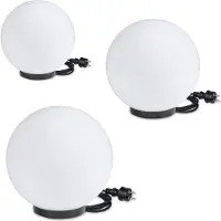H4L Set de 3 lampes boules 25/30/40cm blanc E27 incl. câble de raccordement de 3m prémonté