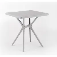 Idea New Garden Srl Table d'extérieur en polypropylène avec fibre de verre, carrée, 70 x 70 cm, robuste et résistante, idéale pour le jardin, la terrasse, le bar LUCAS - Gris