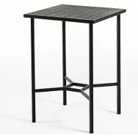 Idea New Garden Srl Table haute carrée 70×70 cm en acier laqué et polyéthylène imitation bois - design moderne et robuste pour terrasse, balcon, bars et restaurants - DANTE