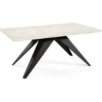 FURNLUX Table de salle à manger Vento Blanc Et Noir 80cm / Couleur principale : Blanc / Dimensions : 80 x 76 x 240 cm
