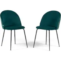 Idea New Garden Srl Lot de 2 chaises de salle à manger rembourrées en veloursReproductioné, pieds en métal, design élégant pour cuisine, salle à manger, bar et restaurants SARA - pétrole/gris foncé