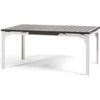 Idea New Garden Srl Table d'extérieur extensible 180/240x90cm, structure acier, plateau effet bois, 10 personnes, pour jardin ou terrasse - THOMAS XL - Blanc/Gris