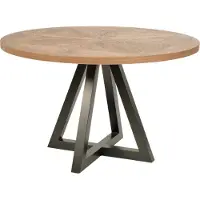 FURNLUX Table de salle à manger Indus Chêne Et Graphite 125cm / Couleur principale : Beige / Dimensions : 125 x 77 x 125 cm
