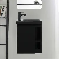 MOB-IN Ensemble lave-mains HAMPTON avec rangement latéral et robinet noir