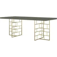 FURNLUX Table de salle à manger Rose Hill Gris Vert Et Or 200cm / Couleur principale : Vert / Dimensions : 200 x 76 x 90 cm