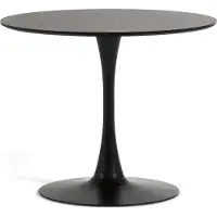 Idea New Garden Srl Table ronde Ø90 cm avec plateau imitation bois et piètement central en métal - moderne, élégante et polyvalente pour la cuisine, le salon et le bureau - ORLANDO - Anthracite