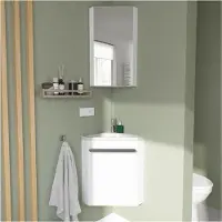 MOB-IN Ensemble lave-mains d'angle SKINO + vasque + armoire de toilette
