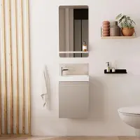 MOB-IN Meuble lave-mains LISA + robinet chromé + miroir rectangulaire