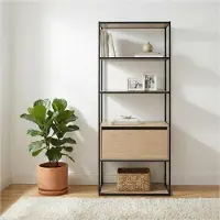 MOB-IN Portant vêtements bois et métal OSLO gris L80 x H184,5 cm