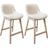MOB-IN Lot de chaises MILK d'îlot et bar en chêne et assise tissu bouclette 65cm