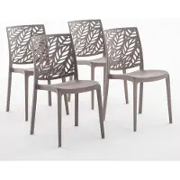 Idea New Garden Srl lot de 4 chaises empilables en polypropylène avec fibre de verre pour l'extérieur et le jardin, bar et restaurant, cuisine design moderne - DAFNE - Gris pigeon