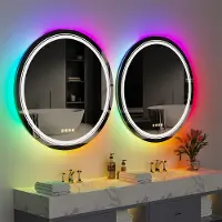 WISFOR Miroir de salle de bain LED rond, miroir mural LED de 80cm avec éclairage, 8 modes d'éclairage 2800-6500K Dimmable Miroir lumineux antibuée avec interrupteur tactile IP65