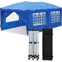 Aopunly Pavillon 3 x 6m Pop Up Pliable Tente de jardin étanche, protection UV 50+ Pavillons Tentes de réception Tente de réception avec 4 côtés pour camping / jardin / mariage / plage Bleu