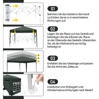 TolleTour Pavillon 3 x 6m Pop Up Pliable Tente de jardin étanche, protection UV 50+ Pavillons Tentes de réception Tente de réception avec 4 côtés pour camping / jardin / mariage / plage Bleu