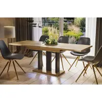 Endo -Moebel Table de salle à manger Appia 130cm - 210cm extensible table à colonne table de cuisine (chêne naturel)