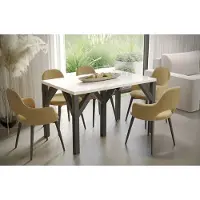 Endo -Moebel Table de salle à manger Dunaj 130cm - 240cm extensible châssis métallique table de cuisine (blanc brillant)