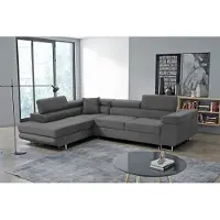 MargaretHadas24 Canapé d'angle Marlene III en L avec appuie-tête réglables Fonction couchage Coffre de rangement 271 cm Livraison à domicile Salon gauche (couleur : gris Vena 20)