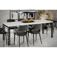 Endo -Moebel Table de salle à manger Matio 130cm - 220cm extensible Table de cuisine en bois (blanc brillant)