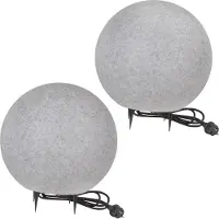 H4L Lampe boule Lampe boule Lampe de jardin Lampe extérieure Aspect granit Lot de 2 40-40cm