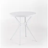 Idea New Garden Srl Table ronde Ø70 cm en polypropylène avec fibre de verre - design moderne, robuste et léger pour le jardin, la terrasse, les bars et les restaurants - IVAN - Blanc