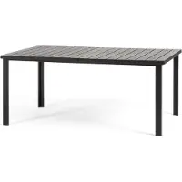 Idea New Garden Srl Table d'extérieur rectangulaire 180x90 cm, structure acier et lames effet bois, 8 places, style moderne pour jardin ou terrasse - THOMAS - Noir