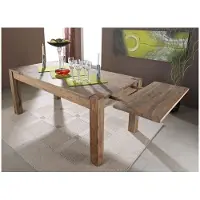 MASSIVMOEBEL24.DE MASSIVMOEBEL24 | Table à manger extensible 180-260x90 Palissandre huilé Gris taupe NATURE GREY #305