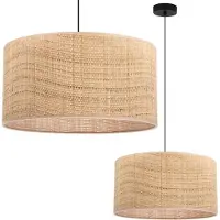 Light11 HOME Lampe Suspendue En Rotin Noir 1 Abat-Jour Plat En Rotin 40Cm