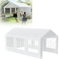 XINZI Tente de réception Pavillon Pavillon de jardin Tente de mariage avec panneaux latéraux amovibles, bâche en PE, protection UV, stable et résistante aux intempéries, 4 x 6 m, blanc