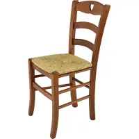 STOCK LINE t m c s Tommychairs - Chaise CUORE pour la cuisine et la salle à manger, structure robuste en bois de hêtre laqué dans la teinte brun noyer clair et assise en paille