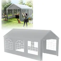 XINZI Tente de réception Pavillon Pavillon de jardin Tente de mariage avec panneaux latéraux amovibles, bâche en PE, protection UV, stable et résistante aux intempéries, 3 x 6 m, gris