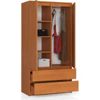 BDW , Armoire 2 portes, 2 tiroirs, 180x90x51 cm, aulne