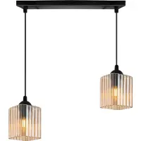 Light11 HOME Suspension Riffle noire – suspension à 2 ampoules avec cubes couleur miel E27