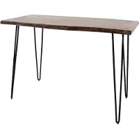 FURNLUX Table de salle à manger Avola Marron Et Noir 132cm / Couleur principale : Marron / Dimensions : 132 x 92 x 71 cm